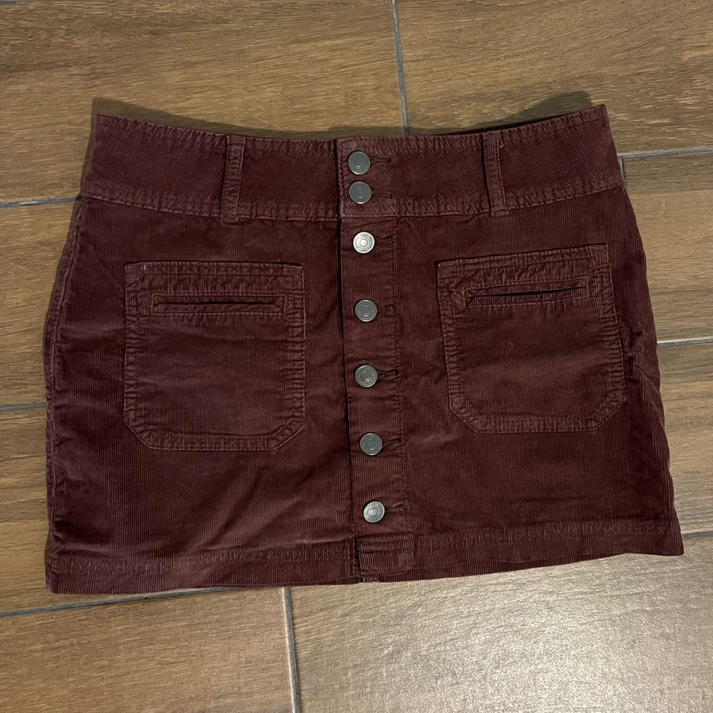 FP Maroon Corduroy Mini Skirt